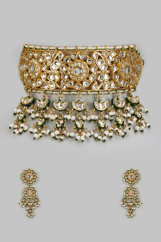 Necklace Set Indian Wedding - Gold Noor Mahal Kundan Pearl by Vivinia by Vidhi Mehra