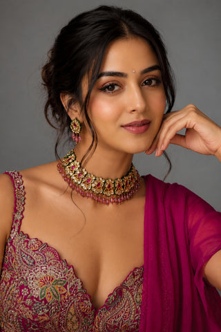 Choker Necklace Indian Wedding - Gold Gulnaar Jaipuri Kundan by Vivinia by Vidhi Mehra
