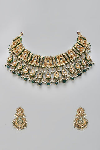 Necklace Set Indian Wedding - Gold Emerald Kundan Bridal by Vivinia by Vidhi Mehra
