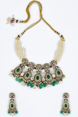 Short Necklace Set for Indian Wedding – Florence Green by Vivinia
