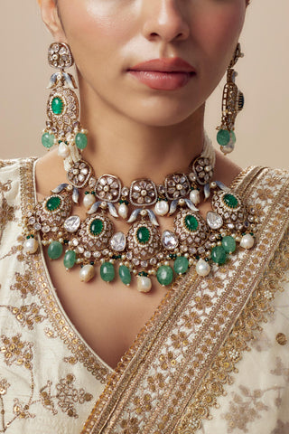 Short Necklace Set for Indian Wedding – Florence Green by Vivinia