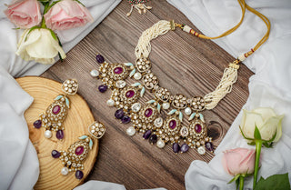 Short Necklace Set for Festive – Purple Florence by Vivinia by Vidhi Mehra