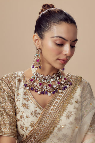 Short Necklace Set for Festive – Purple Florence by Vivinia by Vidhi Mehra