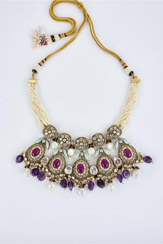 Short Necklace Set for Festive – Purple Florence by Vivinia by Vidhi Mehra