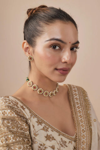 Choker Set Indian Wedding Gold Vaidehi Kundan Necklace by Vivinia by Vidhi Mehra