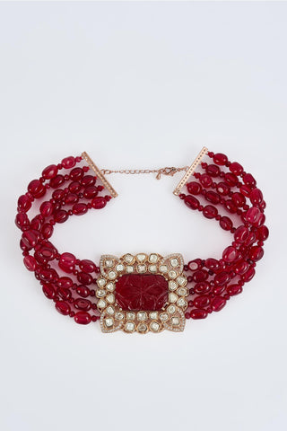 Red antara beaded choker set