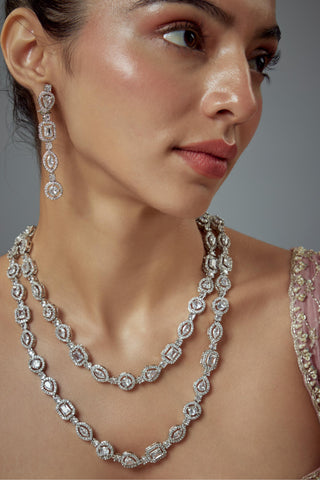 Necklace Set for Festive Ã¢â‚¬â€œ Silver Zia Zircon Long by Vivinia by Vidhi Mehra