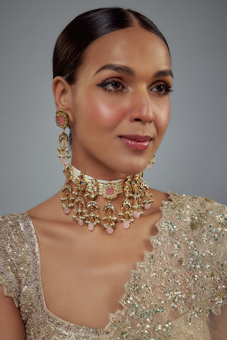 Polki Choker Necklace for Indian Wedding – Saadgi Pink by Vivinia