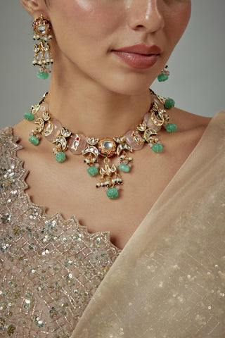 Necklace Set for Festive – Green Saadgi Short by Vivinia by Vidhi Mehra