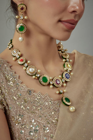 Necklace Set for Festive Ã¢â‚¬â€œ Multicolored Saadgi Short by Vivinia by Vidhi Mehra