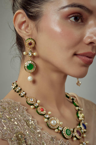 Necklace Set for Festive – Multicolored Saadgi Short by Vivinia by Vidhi Mehra