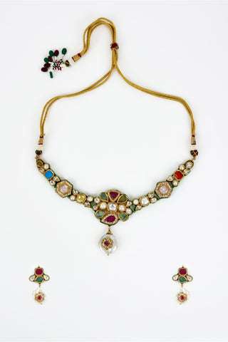 Multicolored saadgi choker set