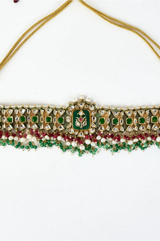 Choker Set Indian Wedding Green Ravina Kundan Necklace by Vivinia by Vidhi Mehra