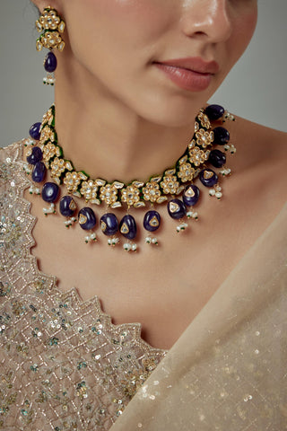 Choker Set for Festive – Blue Saadgi by Vivinia by Vidhi Mehra