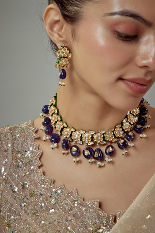 Choker Set for Festive – Blue Saadgi by Vivinia by Vidhi Mehra