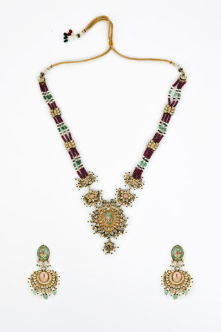 Short Necklace Set for Festive Ã¢â‚¬â€œ Maroon Saadgi by Vivinia by Vidhi Mehra