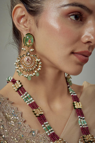 Short Necklace Set for Festive – Maroon Saadgi by Vivinia by Vidhi Mehra