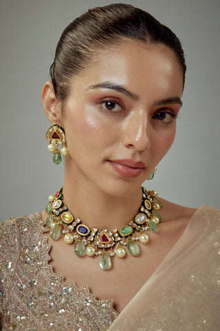 Choker Set Indian Wedding Multicolor Lunara Necklace by Vivinia by Vidhi Mehra