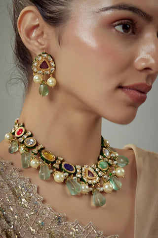 Choker Set Indian Wedding Multicolor Lunara Necklace by Vivinia by Vidhi Mehra