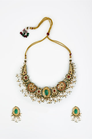 Choker Set for Festive – Green Saadgi Choker Set by Vivinia by Vidhi Mehra