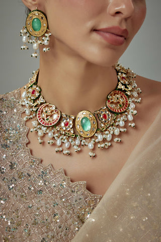 Choker Set for Festive – Green Saadgi Choker Set by Vivinia by Vidhi Mehra