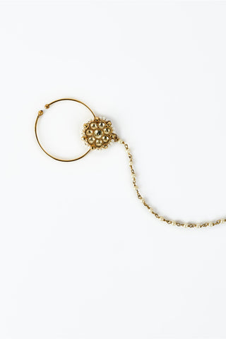 Nath for Festive – Gold Saadgi Kundan with Chain by Vivinia by Vidhi Mehra