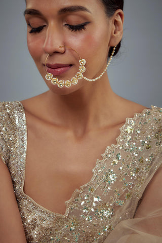 Nath for Festive – Gold Saadgi with Chain by Vivinia by Vidhi Mehra