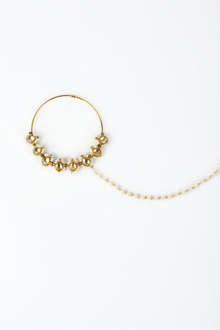 Nath for Festive – Gold Saadgi with Chain by Vivinia by Vidhi Mehra