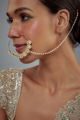 Nath for Festive – Gold Saadgi with Chain by Vivinia by Vidhi Mehra