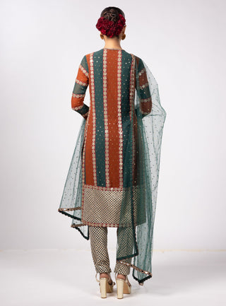 Green noorani kurta with pant