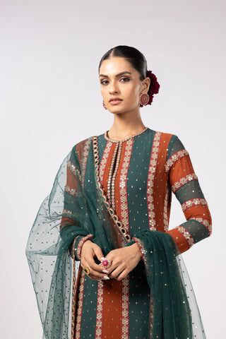 Green noorani kurta with pant