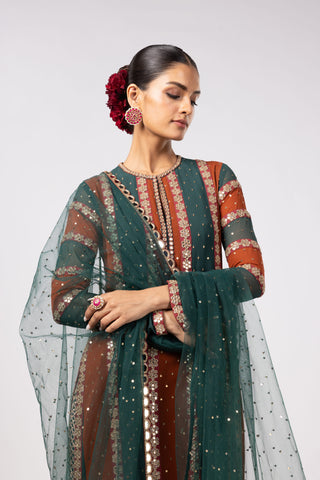 Green noorani kurta with pant