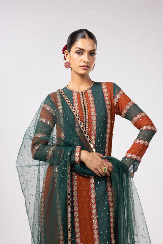 Green noorani kurta with pant