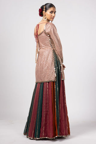 Green noorani kurta with lehenga pant