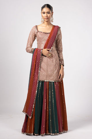 Green noorani kurta with lehenga pant