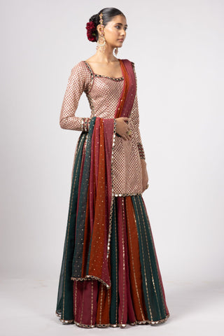 Green noorani kurta with lehenga pant