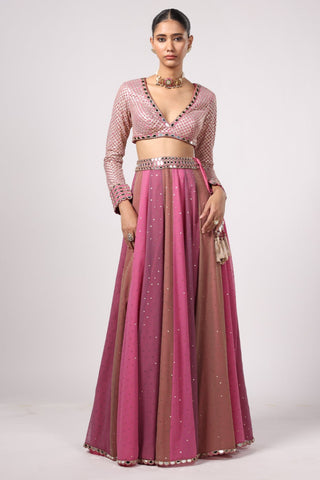Pink noorani lehenga pant set