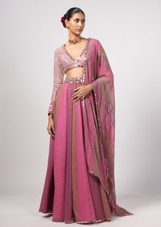 Pink noorani lehenga pant set