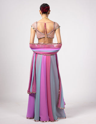 Blue noorani lehenga pant set