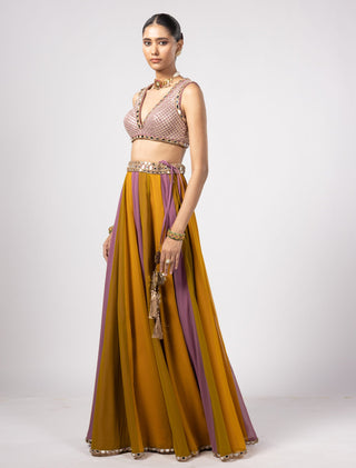 Green noorani lehenga pant set