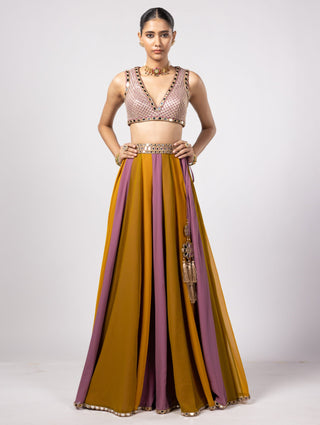 Green noorani lehenga pant set