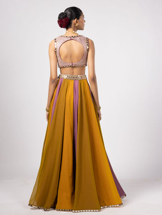 Green noorani lehenga pant set