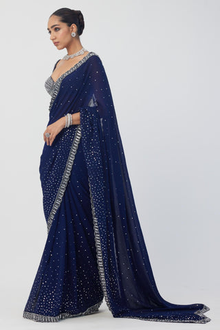 Blue maya sequins embroidered saree