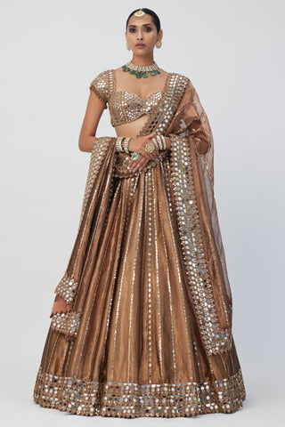 Brown tara regal affair shimmer lehenga set