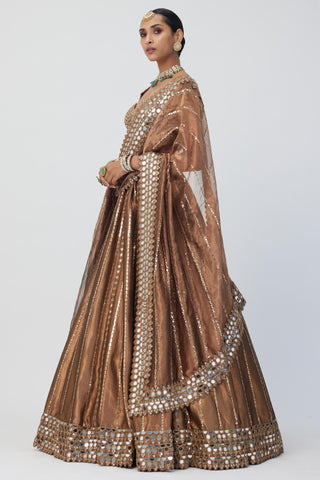Brown tara regal affair shimmer lehenga set