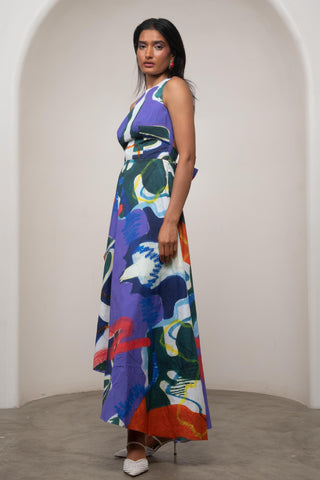 Tie-Up Dress for Contemporary Wear - Multicolor Siro Varen by Advait