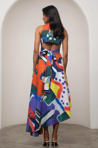 Tie-Up Dress for Contemporary Wear - Multicolor Siro Varen by Advait