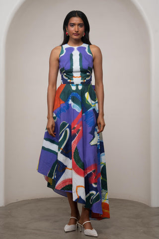 Tie-Up Dress for Contemporary Wear - Multicolor Siro Varen by Advait
