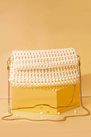 White viola pearl purse