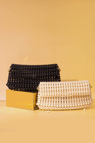 White viola pearl purse